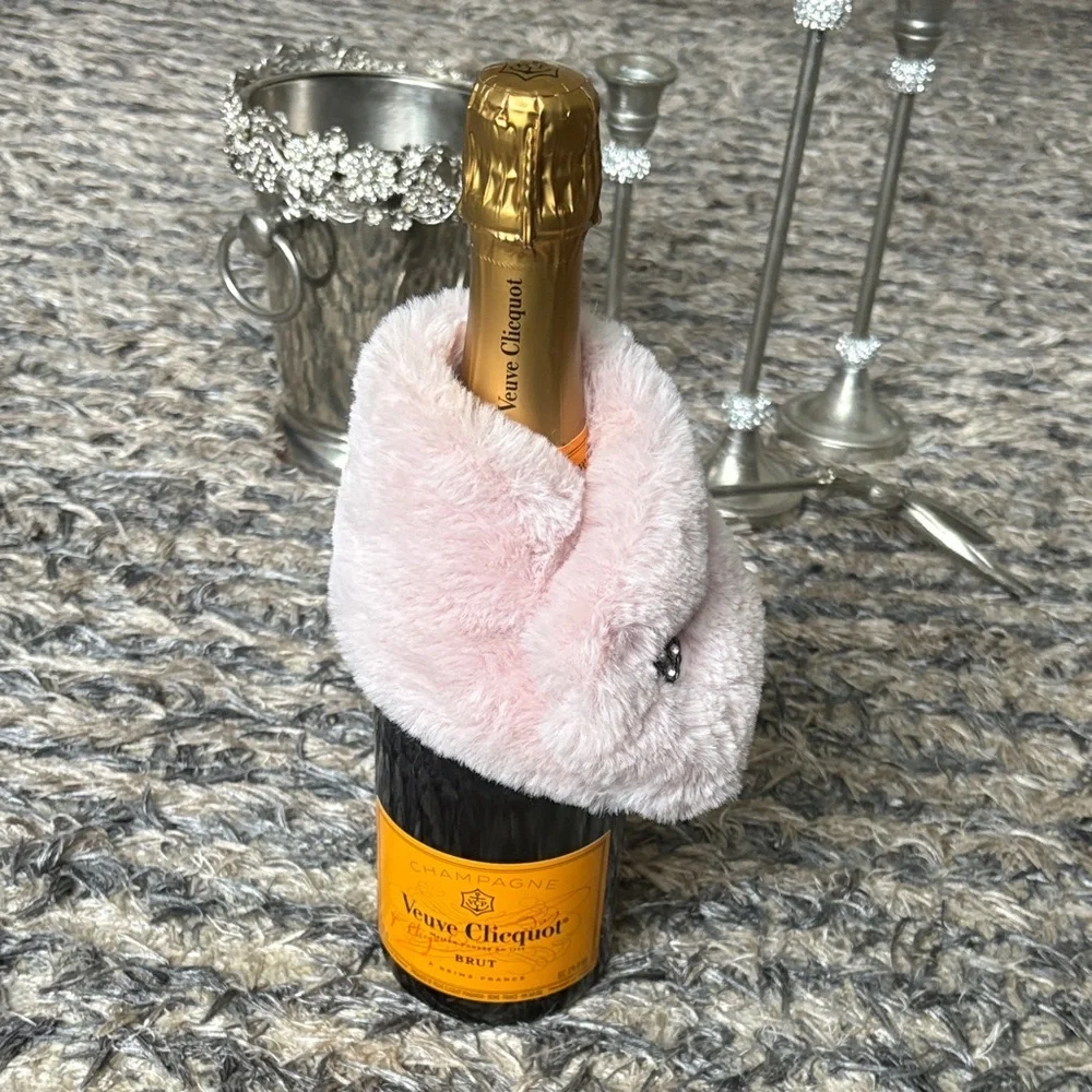 Crystal Champagne Bucket, Faux Fur Bottle Sleeve, 3 Candle Stands & Snuffer Set
